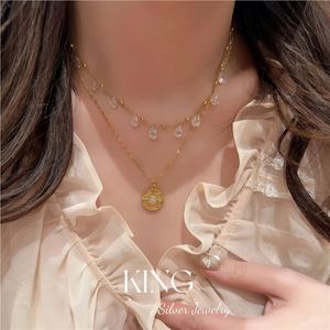 จี้พระอาทิตย์เงินแท้ King Silver Jewelry สร้อยคอเงิน S925 ชุบทอง ประดับคริสตัลและเพชรเทียม เหมาะสำหรับใส่ทุกวัน สร้อยคอแบบ unisex ดีไซน์สวยงาม - Product Image 5