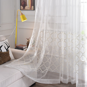 Rideau de séparation en tissu pur, décoration Simple et moderne de style nordique, en treillis, pour <span class=keywords><strong>baie</strong></span> <span class=keywords><strong>vitrée</strong></span>, balcon, fenêtre sauvage, pur - Product Image 6