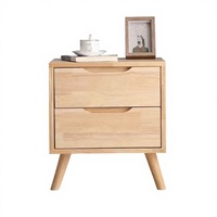 Table de chevet en bois massif avec plateau en verre, style nordique simple, pour petit appartement, mobilier de chambre à coucher, vente en gros d'usine