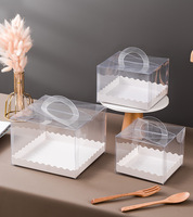Boîte à gâteaux transparente d'anniversaire de 4 pouces 5 pouces 6 pouces Handel Boîte à gâteaux transparente en plastique rehaussée