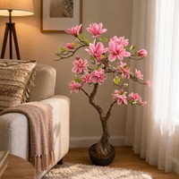 Arbre de magnolia artificiel de haute qualité, plante en pot, simulation de fleurs au toucher réel, pour la décoration intérieure, OEM ODM