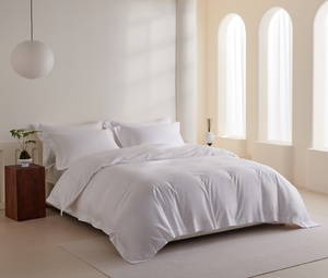 <span class=keywords><strong>Set</strong></span> Copripiumino Matrimoniale 4 Pezzi Lusso 300TC Cotone Egiziano Microfibra Personalizzabile Bianco per Hotel 5 Stelle - Product Image 2