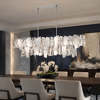 Lustre linéaire en cristal à 2 niveaux personnalisé, luminaire suspendu moderne de luxe pour salle à manger, hôtel, restaurant, îlot de cuisine