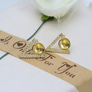 Pendientes Triangulares de Plata S925 Wenchi para Mujer, Perlas Personalizadas con Orificio, Accesorio DIY, Modelo Elegante con Perlas - Product Image 4