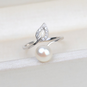 Anillo Abierto de Plata S925 con Forma de Hoja, Ajustable, para Colgar Perlas, Anillos de Salto, Accesorio de Bricolaje, Semiterminado - Product Image 3