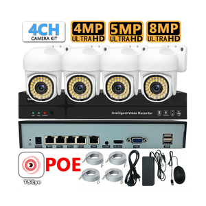 Kit NVR POE TSEye 4CH 4K, Sistema de Vigilancia CCTV con Cámara de Seguridad de 4MP 5MP 8MP, Visión Nocturna, Detección de Movimiento, IP66 Impermeable - Product Image 1