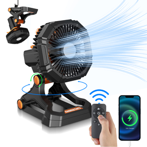 Ventilatore da Campeggio Ricaricabile da 16000mAh con Luce LED a 360° °   Ventilatore Portatile a Clip con Oscillazione Automatica, 8 Velocità, Telecomando a 8 Pulsanti - Product Image 6