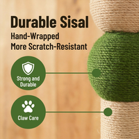 Griffoir pour chat en sisal à base large anti-basculement avec corde durable enroulée à la main, piste à balle roulante, Carton Fancie, Fourniture en gros