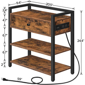 Wood Console <b>Table</b> 20.5 In X 9.4 In X 24.4 In With Drawer And Power Outlet For Living Room Bedroom Storage Side <b>Table</b> - Product Image 1