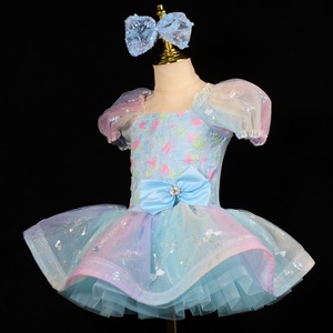 Ipopotamo bambini nuovo <span class=keywords><strong>Tutu</strong></span> di balletto per bambini bambini <span class=keywords><strong>Ballerina</strong></span> festa costumi da ballo rosa cuori blu abito <span class=keywords><strong>Tutu</strong></span> - Product Image 3