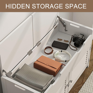 White Entryway <strong>Storage</strong> <strong>Bench</strong> with Lift Top, 2-Seat Shoe Rack Cabinet with Adjustable Shelf <strong>for</strong> <strong>Hallway</strong> - Product Image 4
