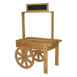 Soporte de exhibición personalizado, carrito de madera con pizarra