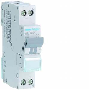 MJN525A ปรับแต่งได้ด้วย Hagers MCB 4500A 1P+N ค่าโค้ง C 25A 1 โมดูล - Product Image 1