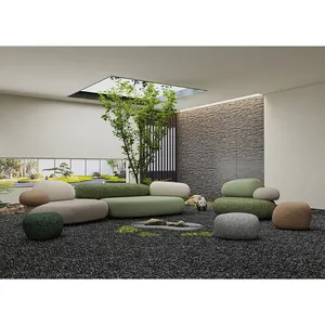 Luxury Modern Velvet Fabric Cobblestone Pebble Sofa Bed Furniture Luxury Sectional Stone Color Modular Sofa Set Living Room Set