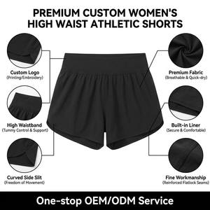 Shorts de sport pour femmes, taille haute, avec ceinture à nœud, grande taille, respirants, séchage rapide, écologiques, pour la course à pied - Product Image 2