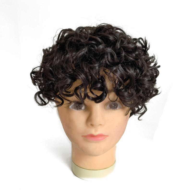 Perruque Homme Synthétique Afro Noire Bouclée - Taille Bonnet Moyen - Avec 1 Bonnet Offert - Neuf