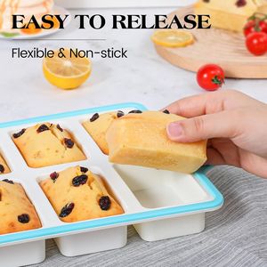 Moule à pâtisserie rectangulaire 8 cavités MUYULINS Factory, qualité platine LFGB, antiadhésif, sans BPA, en silicone, pour gâteaux et muffins. - Product Image 4