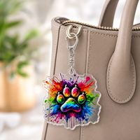 Porte-clés personnalisé en acrylique en gros, motif patte arc-en-ciel, breloque animale personnalisée, cadeau pour amoureux des animaux, cadeau personnalisé en gros pour
