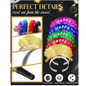 Bonne année bandeaux feuille haut chapeaux diadèmes Leis Bracelet collier frange fabricants de bruit pour enfants nouvel an fête jeu fournitures - Product Image 3