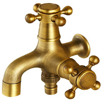 Robinet mural en laiton bronze antique pour machine à laver, double fonction, design séparé, pour évier de serpillière, extérieur, balcon, eau froide uniquement