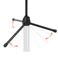 Support de microphone réglable en hauteur avec pieds de trépied pliables, dispositif de verrouillage réglable et design minimaliste à 2 tiges