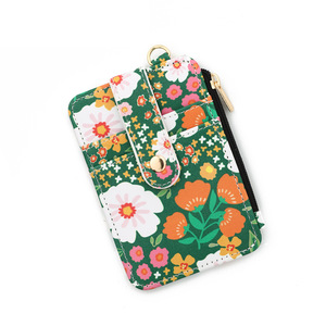 Nouvelle mode de sac imprimé à ourlet vertical porte-cartes à fermeture éclair porte-monnaie floral sac d'identification pour les femmes - Product Image 5
