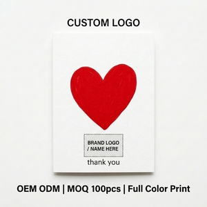Biglietti di ringraziamento semplici bianchi con cuore rosso, design minimalista, personalizzabili con logo, per San Valentino, matrimoni, confezioni al dettaglio, OEM, ODM - Product Image 2