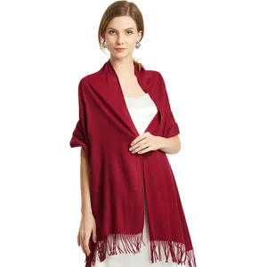 2023 new long cashmere long fringe solid color women's warm scarf can be used as a shawl