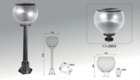 Lámpara Solar LED para Camino Exterior, Columna con Ángulo de Haz de 360°, Luz Blanca Cálida, IP65 Resistente al Agua, Batería de Litio Recargable, Sensor de Luz