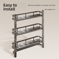Étagère de salle de bain murale 3 niveaux en aluminium spatial de luxe léger, sans perçage, pour rangement de douche, 40/50/60cm, revêtement poudré