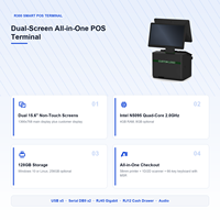 Terminal de point de vente intelligent 15,6 pouces à double écran noir Windows Intel N5095 Quad-Core avec imprimante thermique 58 mm et scanner 1D/2D pour supermarché