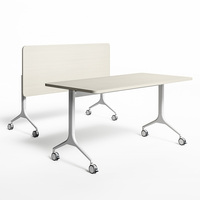 Table de formation mobile avec surface pliable et roulettes verrouillables, bureau de séminaire pliable en bois pour salle de conférence, approvisionnement en gros