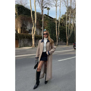 Gabardina de Mujer Modelo Aldabella con Estampado a Cuadros, para Primavera, Relleno de Algodón, Cierre con Cinturón y Decoración de Botones - Product Image 2