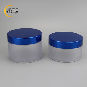 प्लास्टिक कॉस्मेटिक पैकेजिंग जार खाली ठंढ कॉस्मेटिक जार के साथ धातु नौसेना के नीले ढक्कन के साथ खाली मेंढक - Product Image 3