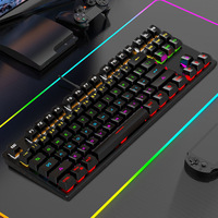 Clavier de jeu mécanique filaire RGB 87 touches OEM, trois modes, axe vert, couleurs assorties, USB 2.0, programmable, anglais, pour ordinateur