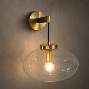 Brass Oval Bubble Glass <b>Wall</b> <b>Sconce</b> Single Light Bedroom Bedside Decor <b>Wall</b> Lamp - Product Image 3