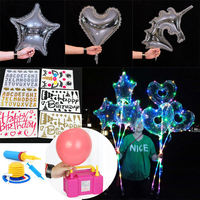 Ballon LED Bobo avec support transparent, rose artificielle et lumières féériques pour la décoration de scène de mariage, fête d'anniversaire