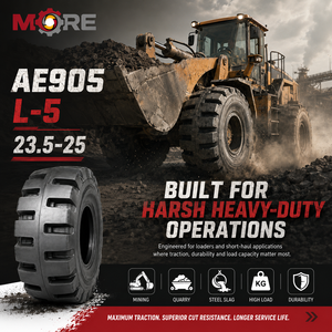 Neumático OTR 23.5-25 L5 AE905 40PR con Banda de Rodadura Profunda de 50 mm para Minería, Excavadoras, Bulldozers y Construcción Pesada - Product Image 1
