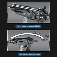 Reobrix 77029 MOC Pistolet Scorpion à Tir Automatique Modèle Fusil Mitrailleur Arme Militaire Seconde Guerre Mondiale Briques de Construction DIY Jouets Ensembles