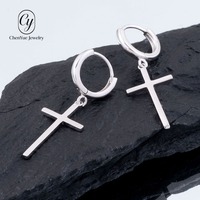 Boucles d'oreilles pendantes croisées style cool en acier inoxydable, Hip Hop Punk, unisexe, mode européenne et américaine, bijoux d'oreille tendance