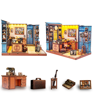 Casas de Muñecas de Agencia de Detectives, Rompecabezas 3D de Madera, Arquitectura en Miniatura Ecológica, Set de Regalo para Rincón de Lectura, Juguete Educativo de Dibujos Animados para Armar - Product Image 1
