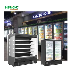 Refrigerador vertical de supermercado com porta de vidro LOW-E de água condensada auto-evaporativa de alta qualidade com fechadura e chave