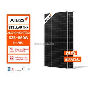 Panneau solaire portable <span class=keywords><strong>Aiko</strong></span> STELLAR 1N+72 double vitrage 635W-660W, module PV à cadre noir, double verre 182mm - Product Image 2