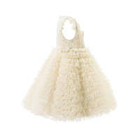 Robe de princesse d'été sans manches pour filles - Coupe trapèze, bordure et accents en dentelle écologique, polyester/coton satiné