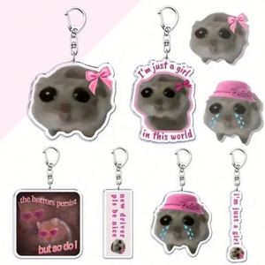Divertido Llavero de Acrílico con Diseño de Hámster Triste 'Im Just Girl', Ecológico, Estilo Art Deco, Accesorios de Joyería para Entrada, Usa Mairun - Product Image 1