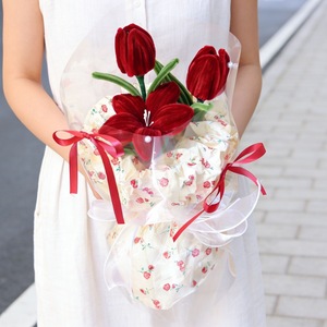 Ramo de Tulipanes y Phalaenopsis Artificiales con Técnica de Flocado, Hecho a Mano, Regalo Creativo para el Día de la Madre, Cumpleaños y Festividades - Product Image 5