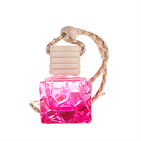 Flacon diffuseur de parfum en verre transparent de 8 ml, rond, personnalisé, imprimé à l'écran, pour voiture, avec bouchon à vis