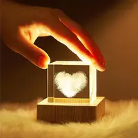 Imagem de vidro 3d cristal da lua 4cm, gravado a laser, escultura em miniatura, cubo de cristal para lembrança, luz noturna para decoração caseira