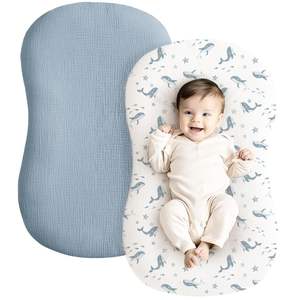 Ensemble de <span class=keywords><strong>lit</strong></span> pour bébé en coton mousseline, 2 pièces, lavable, anti-pression, housse amovible - Product Image 1