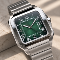 Montre carrée étanche de créateur, bracelet en acier inoxydable de haute qualité à dégagement rapide, verre saphir